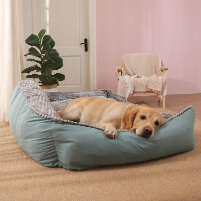 Golden Retriever on Premium Orthopedic Corduroy Large Dog Bed